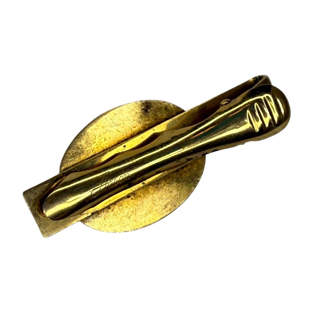 Vintage Anson Tie Clip Gold-Tone Oval Horse Carriage Steam Engine Design - Picture 5 of 7